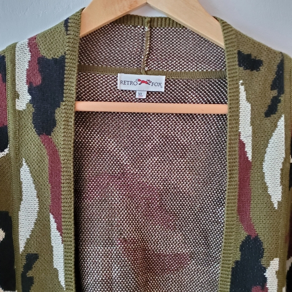 Retro FOX Camo green cardigan - Picture 2 of 11
